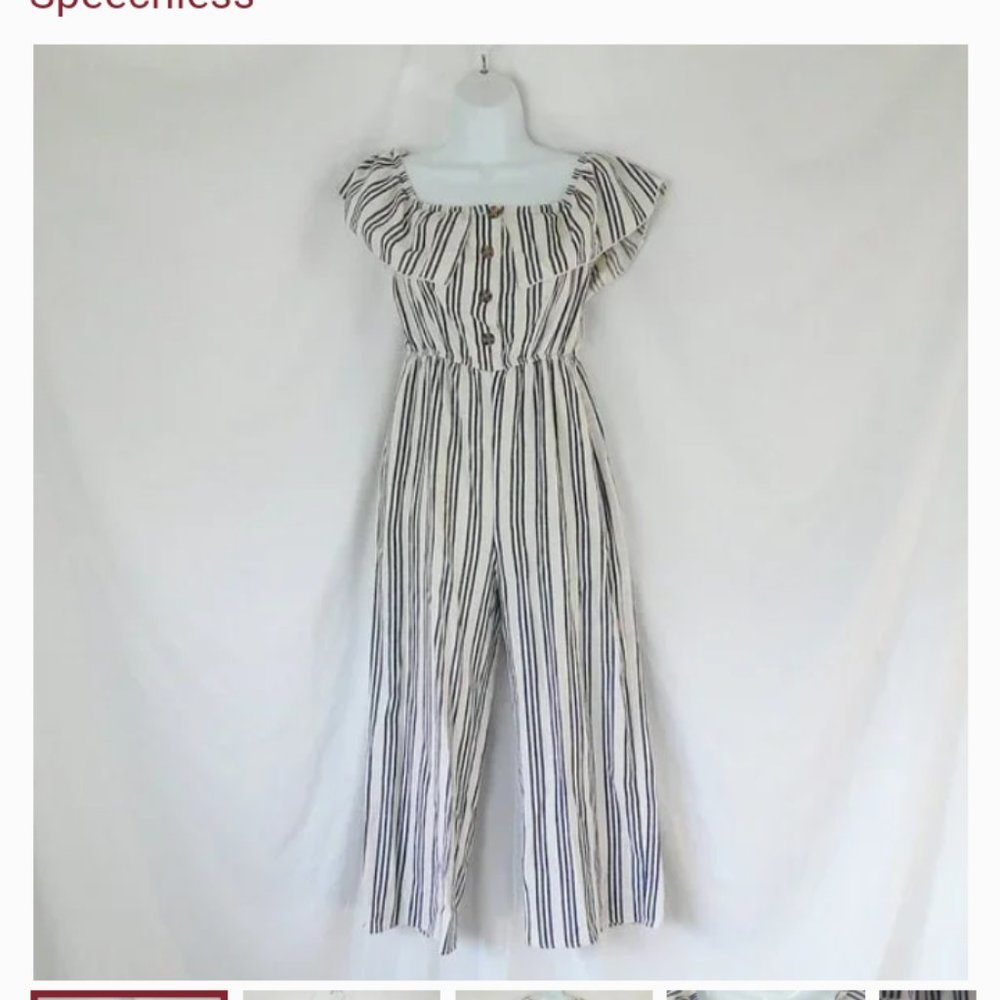 NWT Speechless Striped linen type Jumpsuit XS